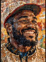 Illustrative mosaic portrait of a worker