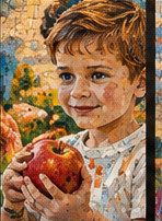 Illustrative mosaic portrait of a child